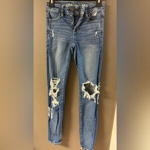 American Eagle Outfitters Women's Ripped Blue Skinny Jeans